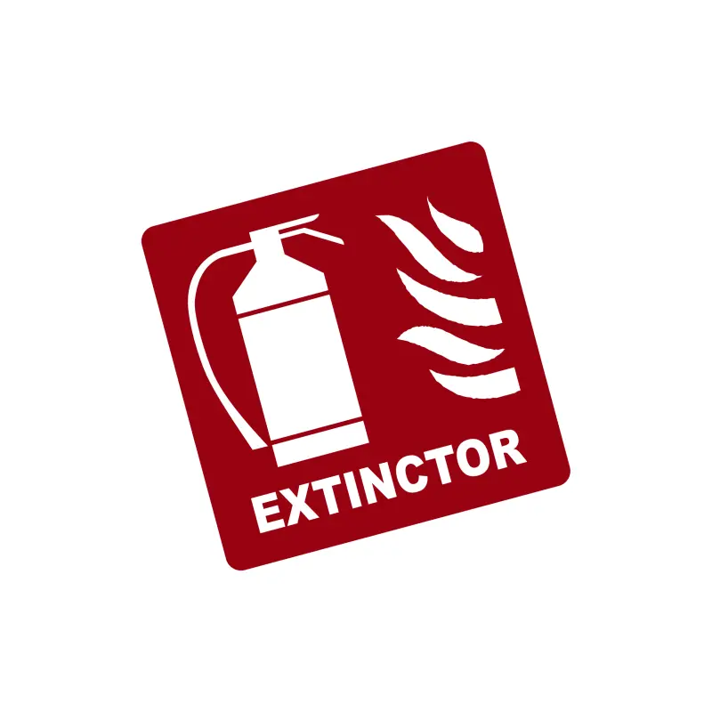 Extinctor, autocolant, dimensiune 90x90 mm, model 046